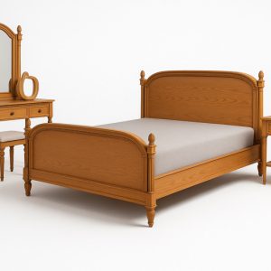 سرویس و تخت خواب چوبی مدل فرانسوی کد 800 مبلیران