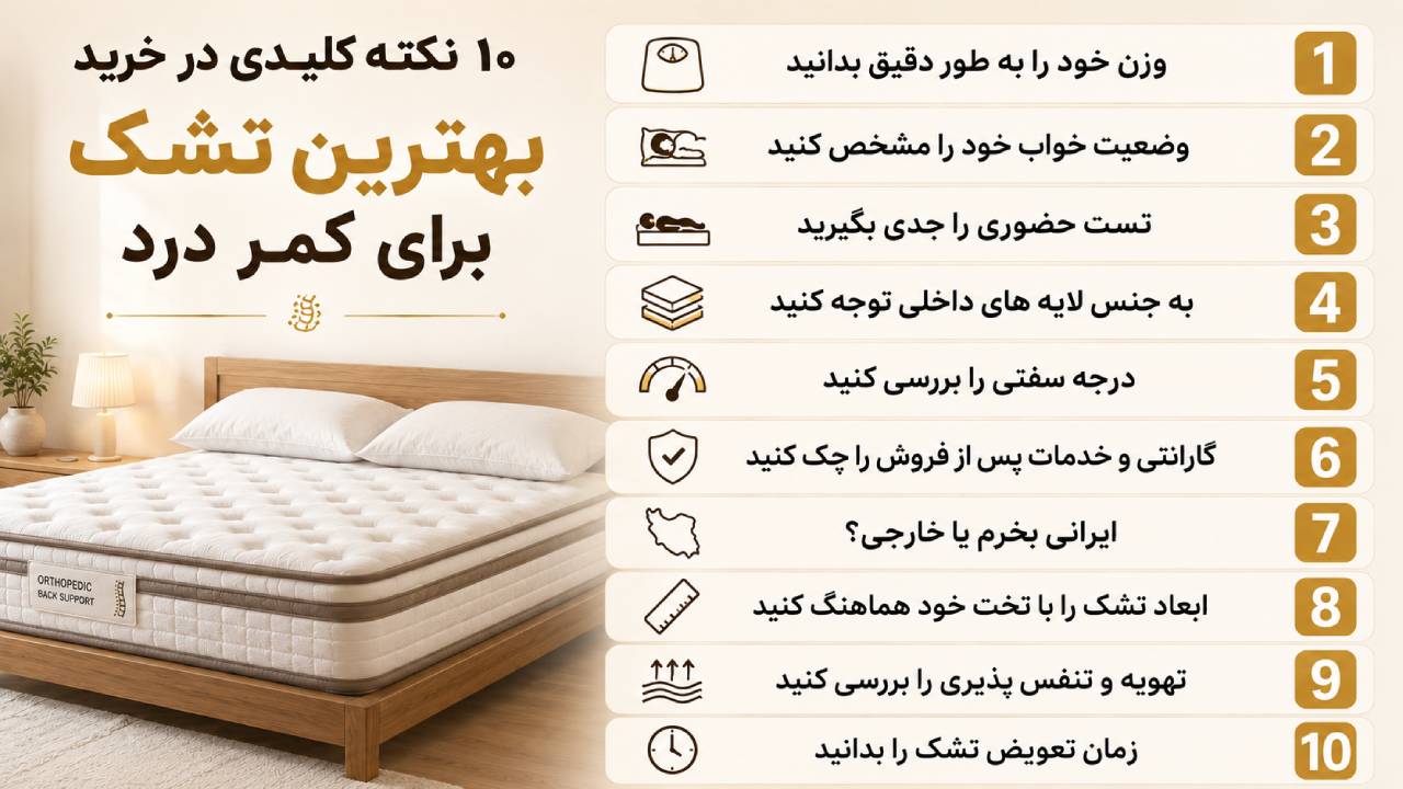 ۱۰ نکته کلیدی در خرید بهترین تشک برای کمر درد