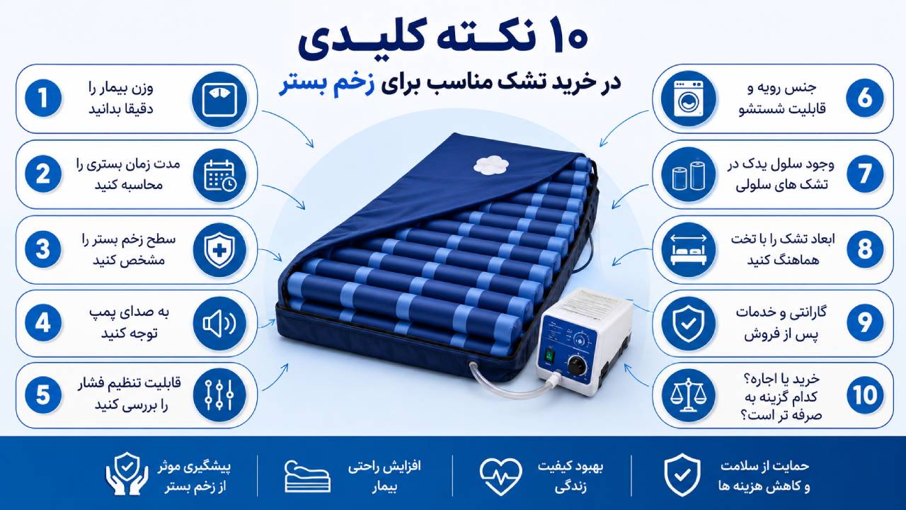 ۱۰ نکته کلیدی در خرید تشک مناسب برای زخم بستر